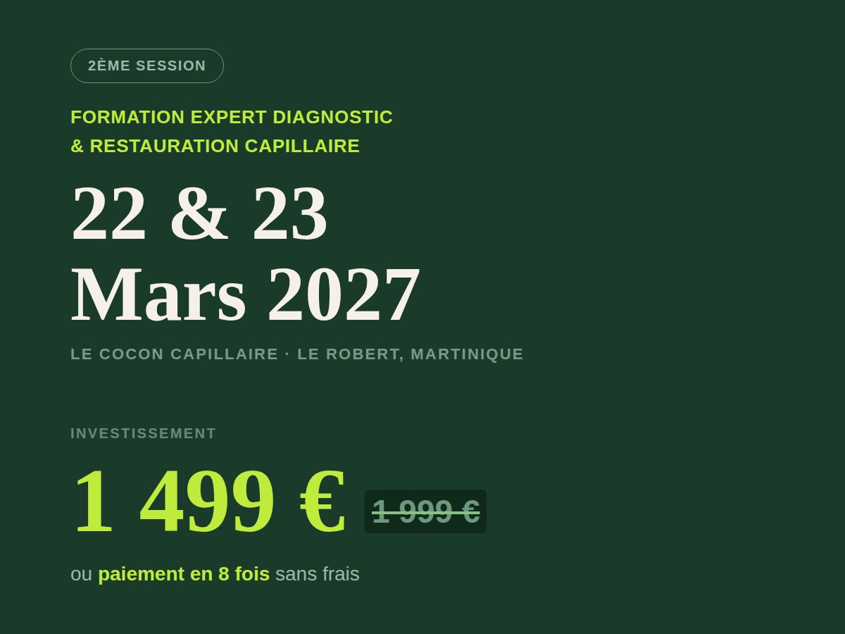 Session formation hairneedling Martinique mars 2027
